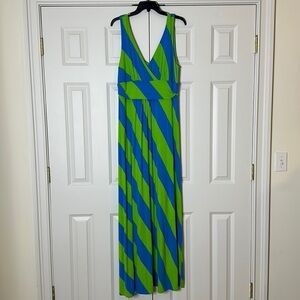 Lilly Pulitzer Sloane Maxi Flutter Blue Always a Party Stripe Dress SzXL